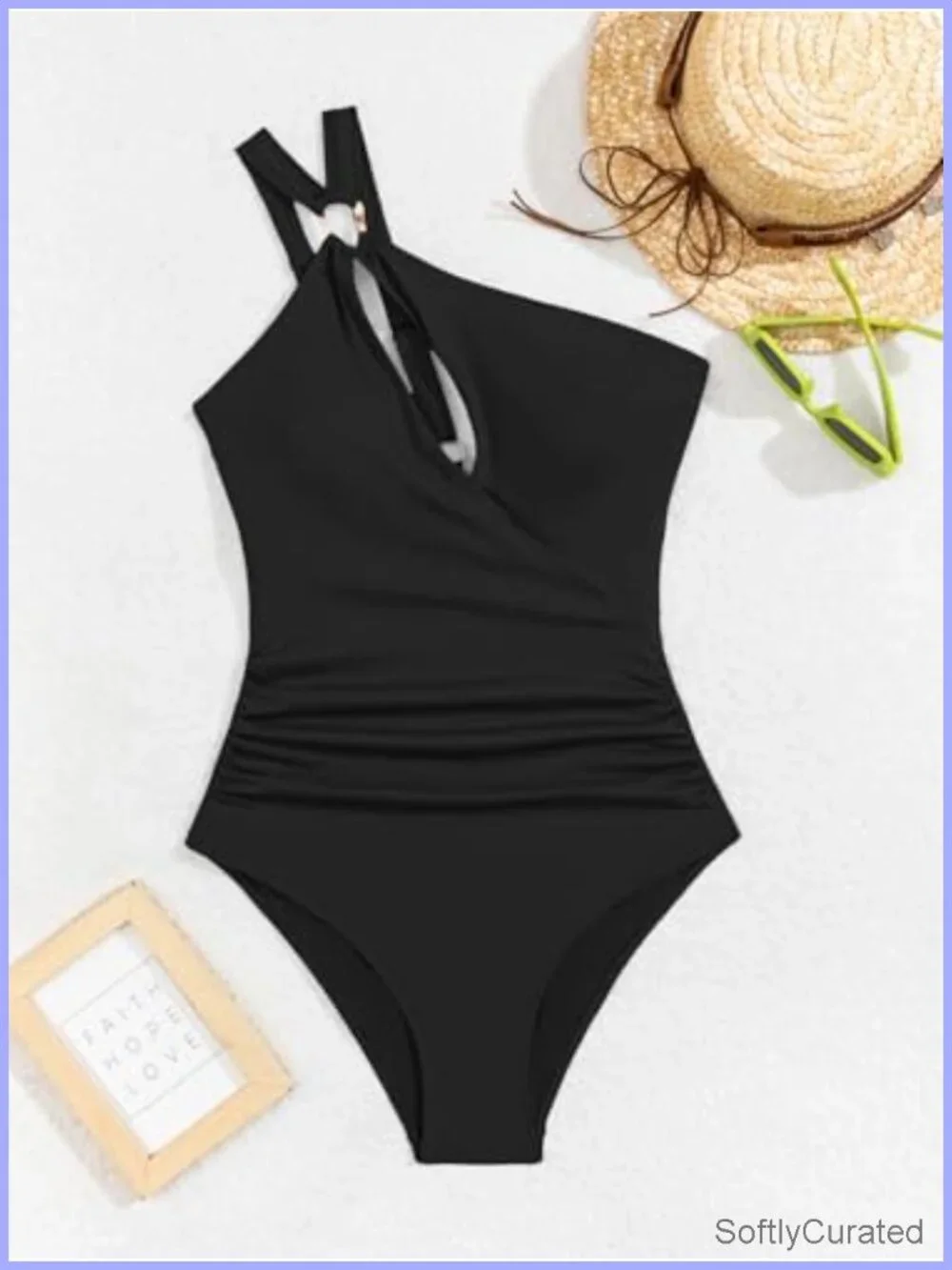 One Shoulder One Piece Swimsuit Cutout Tummy Control Bathing Suit